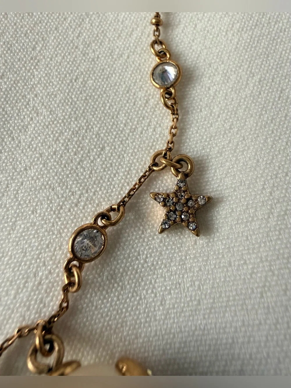 Kate Spade Gold Tone Imitation Pearl Charm Necklace